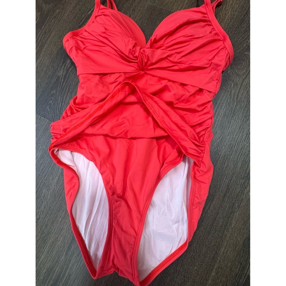 Boston Proper Womens Swim Sense Front Twist One Piece Swimsuit Sz 14 Ruched‎ - Picture 3 of 12